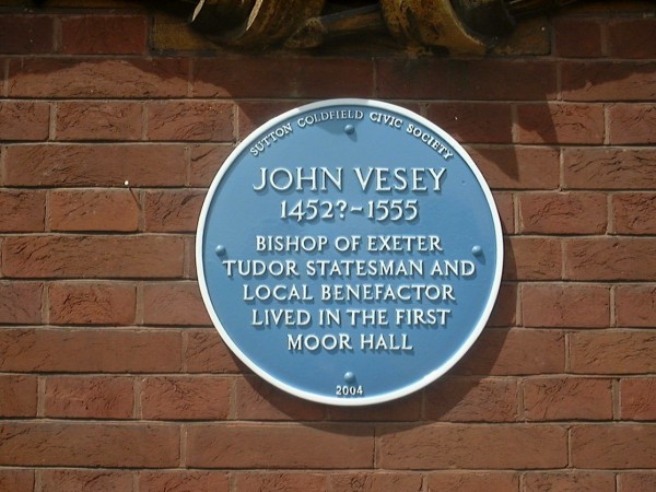 Bishop Vesey Blue Plaque